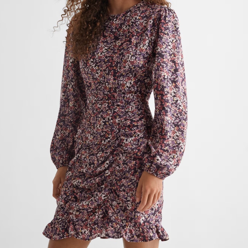 Mango MNG floral print ruffled dress size teen girl medium NWT